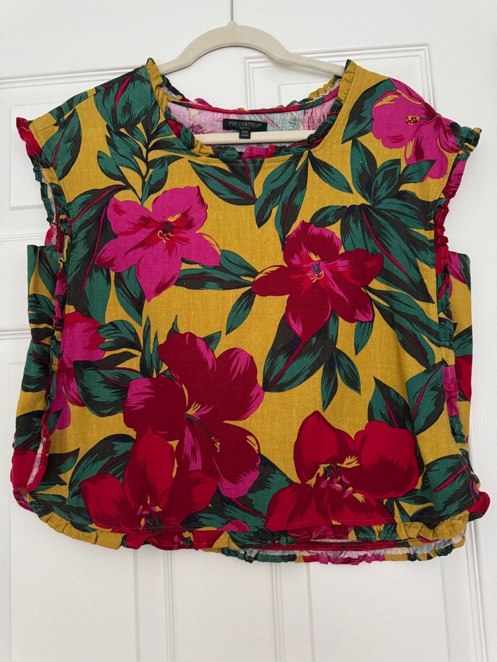 For Cynthia Floral Tank Top - Mustard & Fuchsia